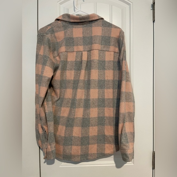 BeachLunchLounge Plaid Button Front Shacket Jacket Pink Gray Size Medium M - Picture 5 of 6